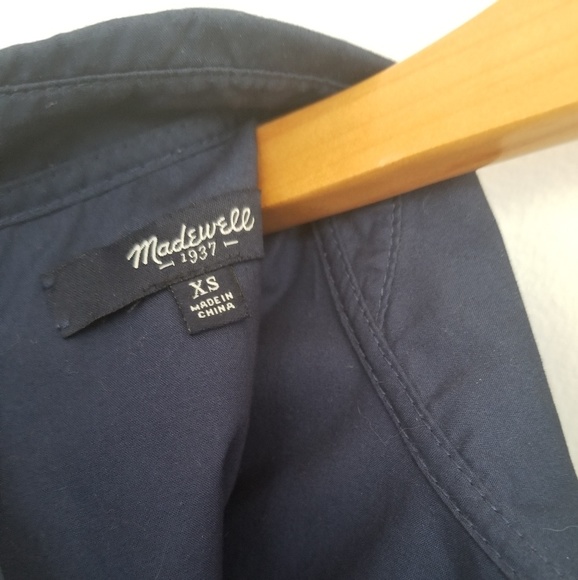 Madewell Navy Boxy Shirt with Rhinestone Collar - Picture 4 of 4